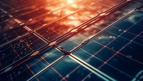 futuristic-solar-power-station-generates-electricity-sunset-generative-ai